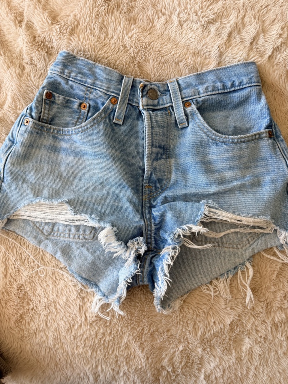 Levi's Light Blue Distressed Cutoff Denim Shorts